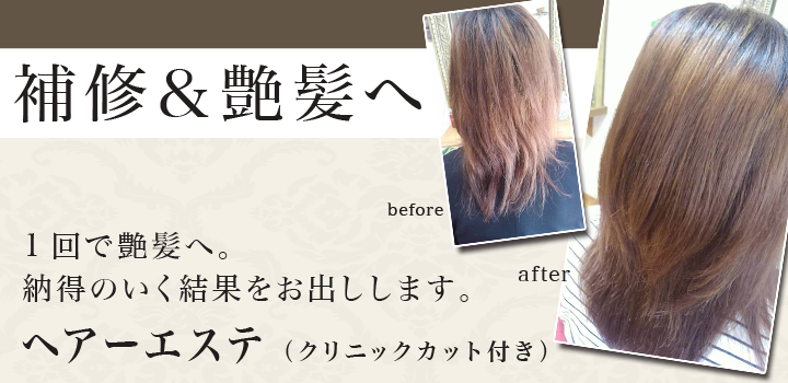 補修・艶髪へヘアーエステ